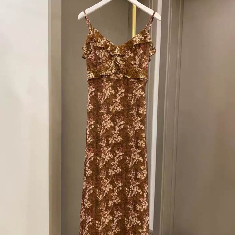 Floral Brown Maxi Dress